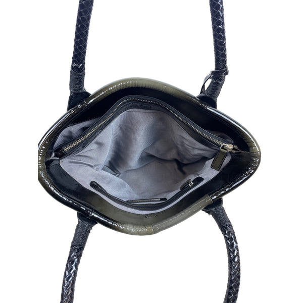 Elliot Lucca Women’s Black Shoulder Bag Braided Handles Magnetic Closure Sz M