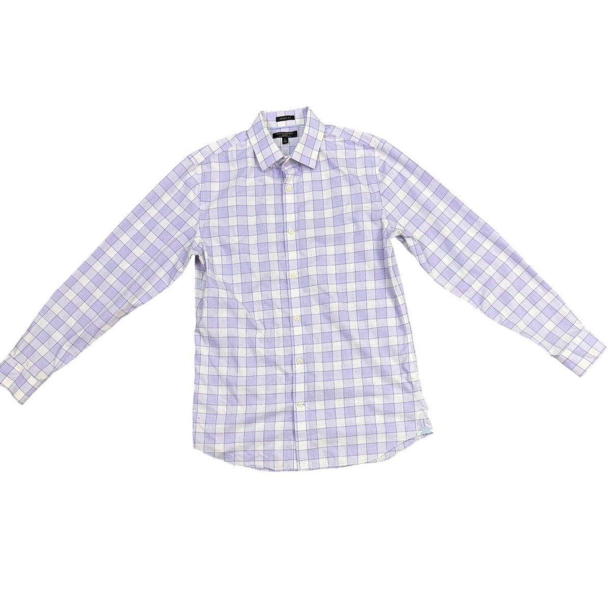 Banana Republic Mens Purple & White Plaid Long Sleeve Grant Fit Shirt Size M