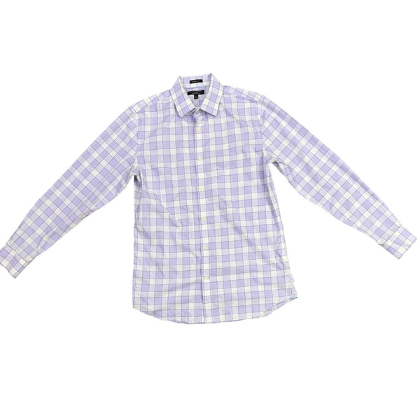 Banana Republic Mens Purple & White Plaid Long Sleeve Grant Fit Shirt Size M
