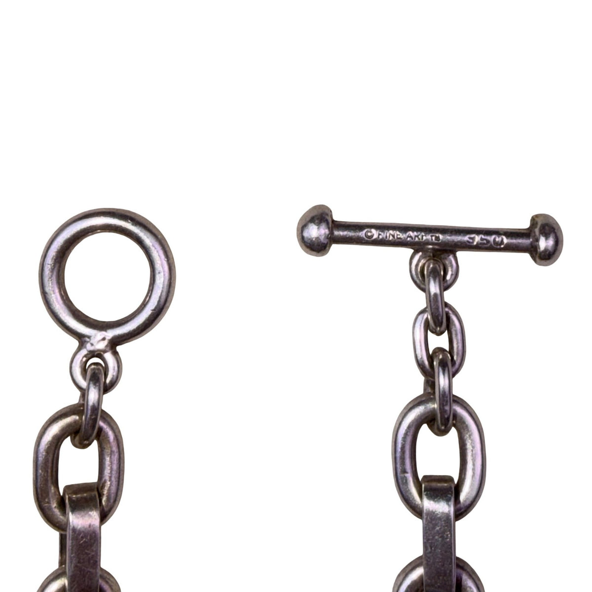 Lisa Greene Womens Silver Tone 950 Silver Toggle Clasp Chain Bracelet 7 Inches