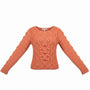 Elodie Womens Orange Cable Knit Sweater Button Detail Long Sleeve Sz S