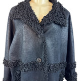 Adolfo Dominguez Women’s Black Faux Shearling Coat With Button Front