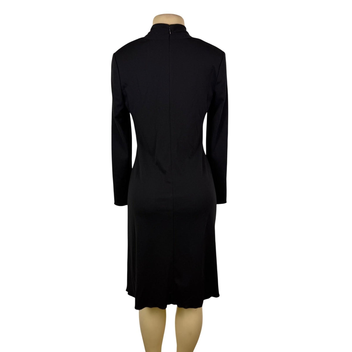 Adrianna Papell Womens Black Long Sleeve Twist Front Midi Dress Sz 6