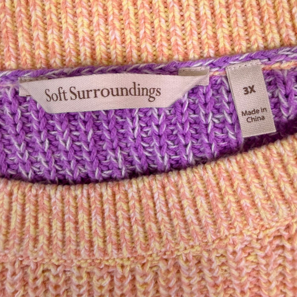 Soft Surroundings Womens Sweater Pastel Striped Knit Relaxed Size 3X