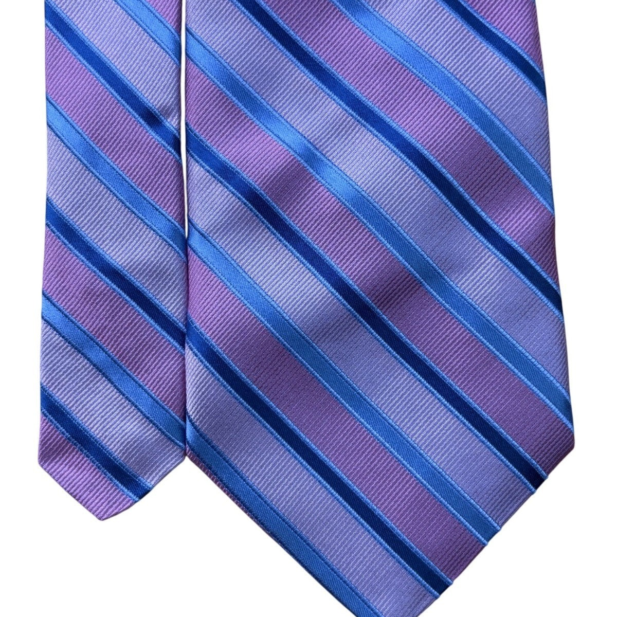 Corporate Image Mens Pink Blue Silk Striped Necktie All Silk Accessory