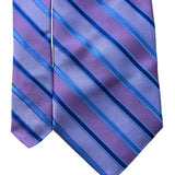 Corporate Image Mens Pink Blue Silk Striped Necktie All Silk Accessory