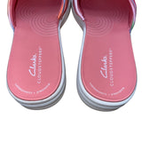 Clarks Women’s Pinks Striped Cushioned Wide Drift Petal Slide Sandals Size 7.5