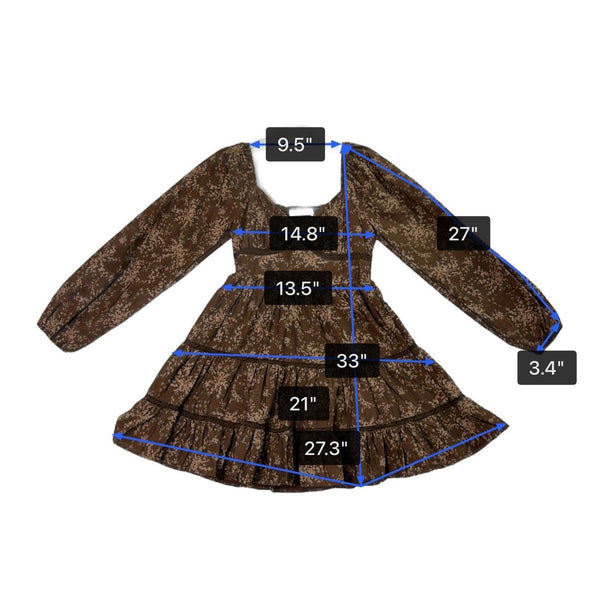 Altard State Womens Brown Cotton Floral Print Long Sleeve Tiered Mini Dress Sz M
