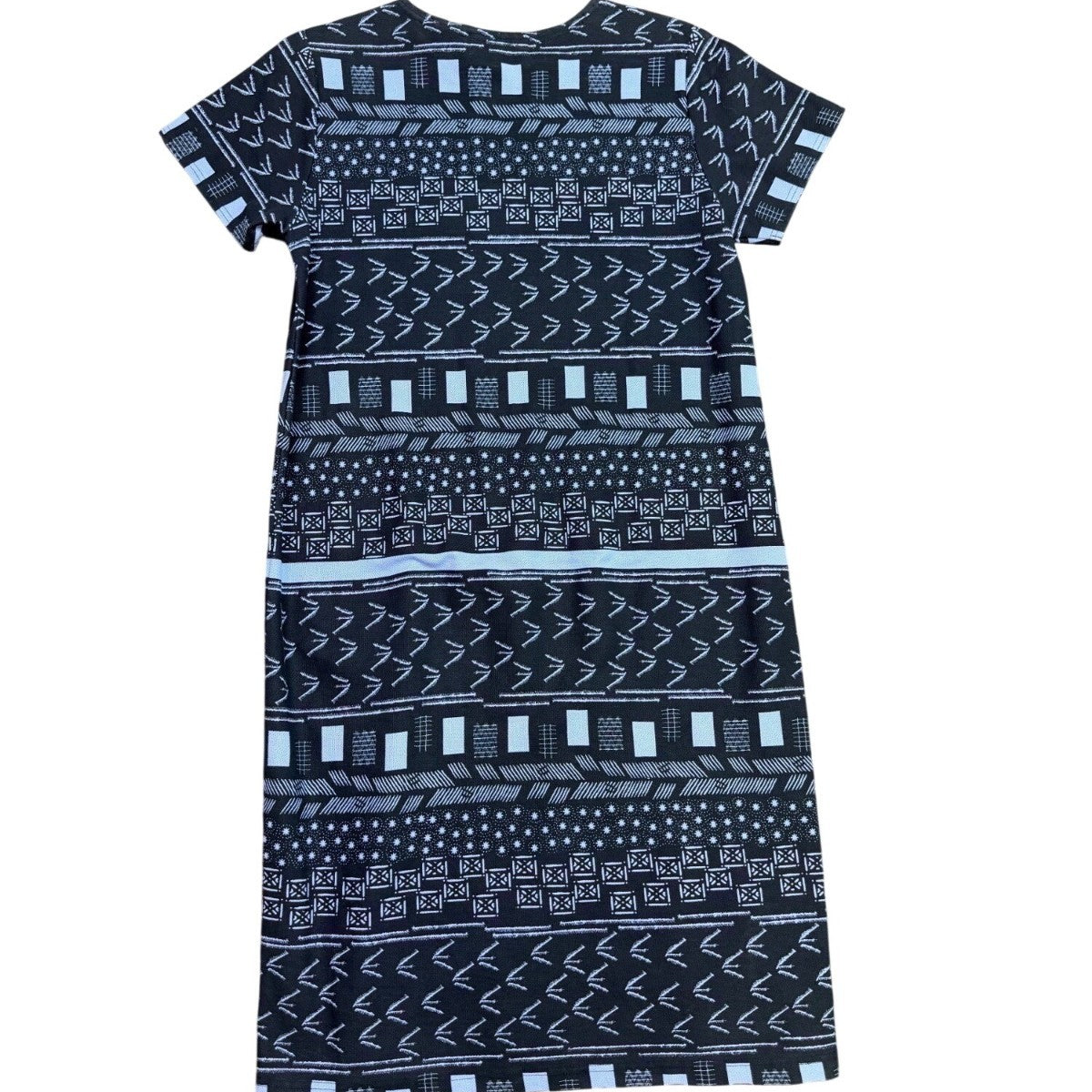 Orvis Womens Navy Tribal Print Midi Dress Relaxed Fit Comfortable Size M