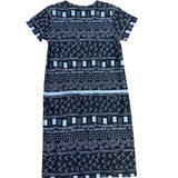 Orvis Womens Navy Tribal Print Midi Dress Relaxed Fit Comfortable Size M