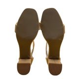 Amiana Women’s Nude Patent Square Toe Adjustable Strap Block Heel Sandals Size 3