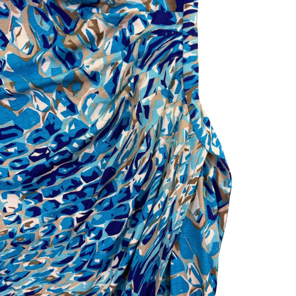 Cache Womens Blue Abstract Wrap Dress Sz XS