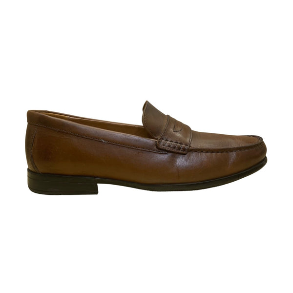 Clarks Men’s Brown Leather Soft Cushion Insole Slip-On Penny Loafers Size 8