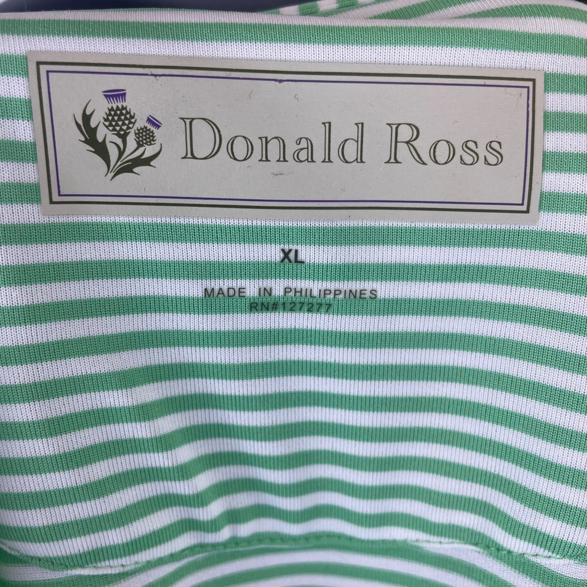 Donald Ross Mens Green Stripe Polo Shirt Classic Fit Lightweight Breathable New