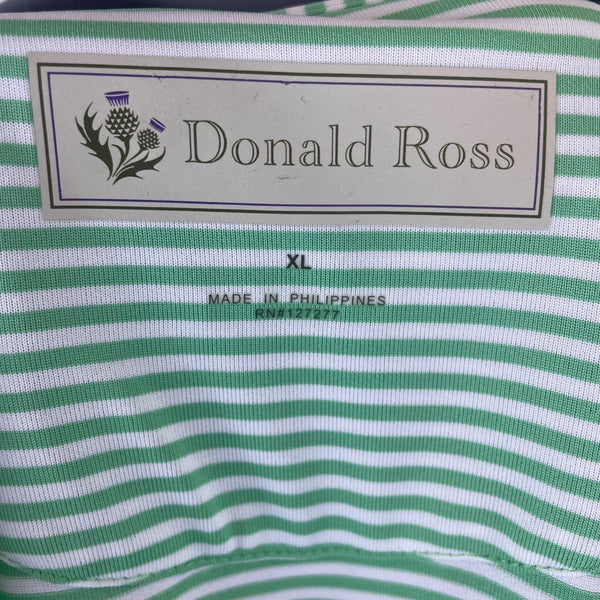 Donald Ross Mens Green Stripe Polo Shirt Classic Fit Lightweight Breathable New