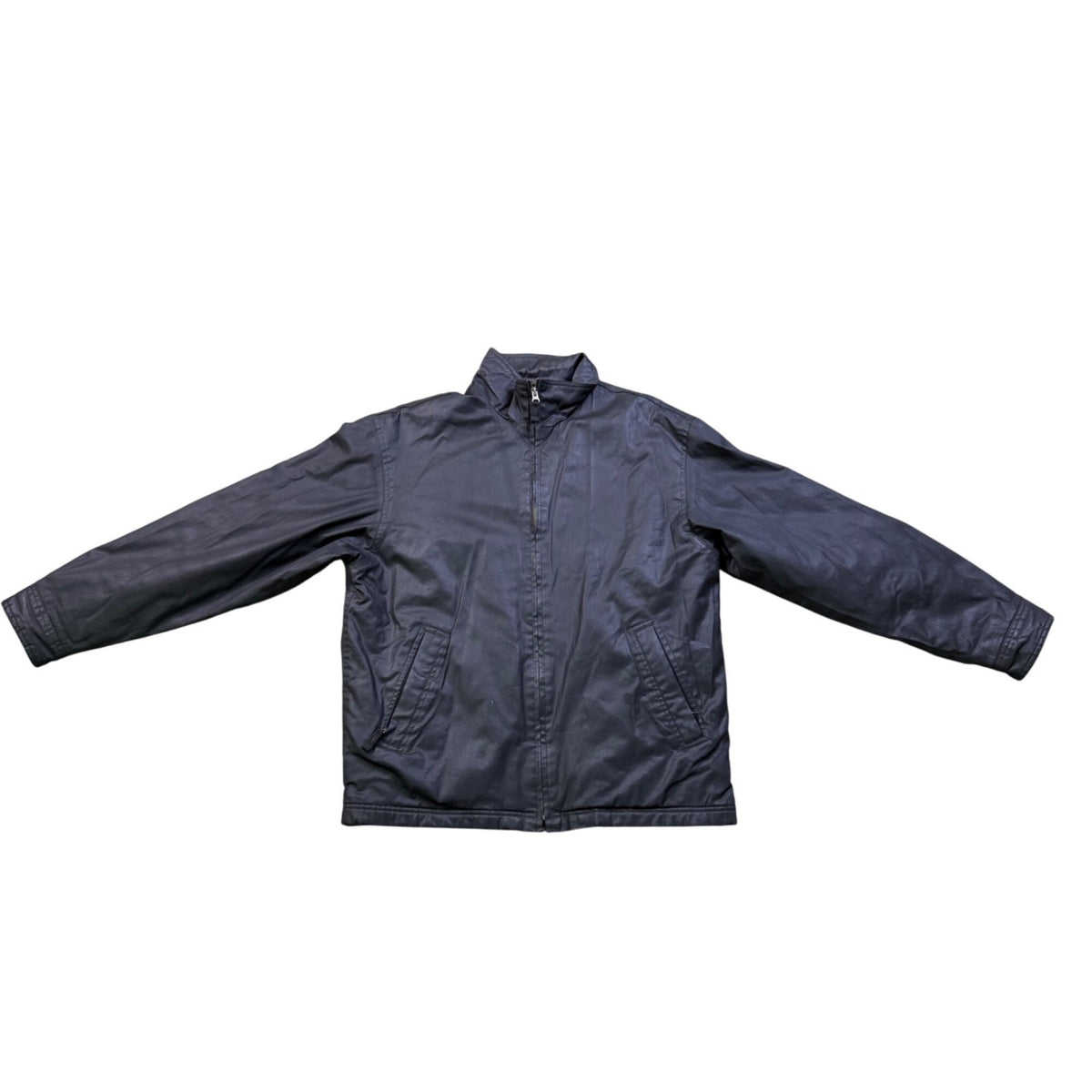 Gap Mens Black Cotton Coated Zip-Up Lightweight Jacket With Pockets Size L
