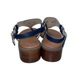 Tommy Hilfiger Women’s Navy Blue Golden Logo Detail Block Heel Sandals Size 9.5