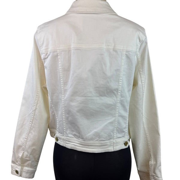 ISAAC MIRAHI LIVE White Denim Button-Up Jacket With Gold-Tone Hardware Sz 14