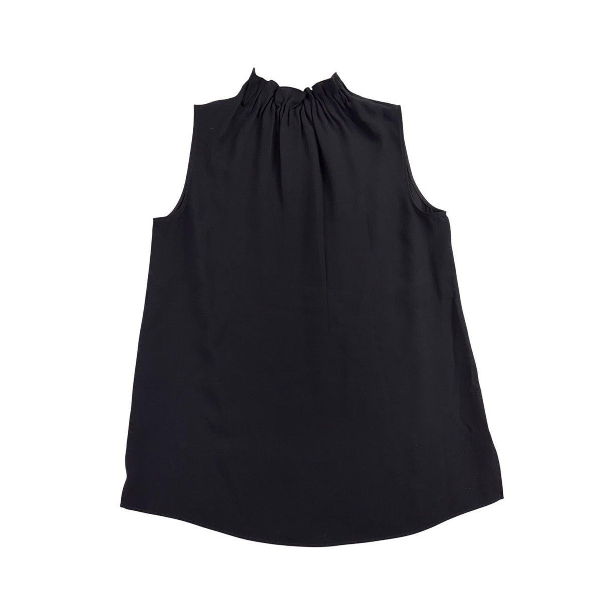 Lafayette 148 Womens Black Silk Sleeveless Ruffle Neck Blouse Size M
