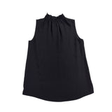 Lafayette 148 Womens Black Silk Sleeveless Ruffle Neck Blouse Size M