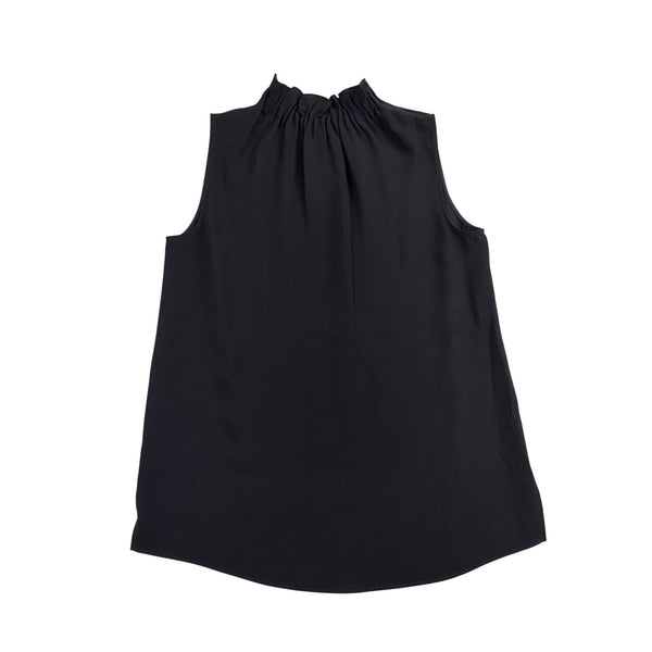 Lafayette 148 Womens Black Silk Sleeveless Ruffle Neck Blouse Size M