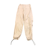 Ader Women Beige Cargo Pants With Adjustable Drawstring Waist & Cuffs Size S