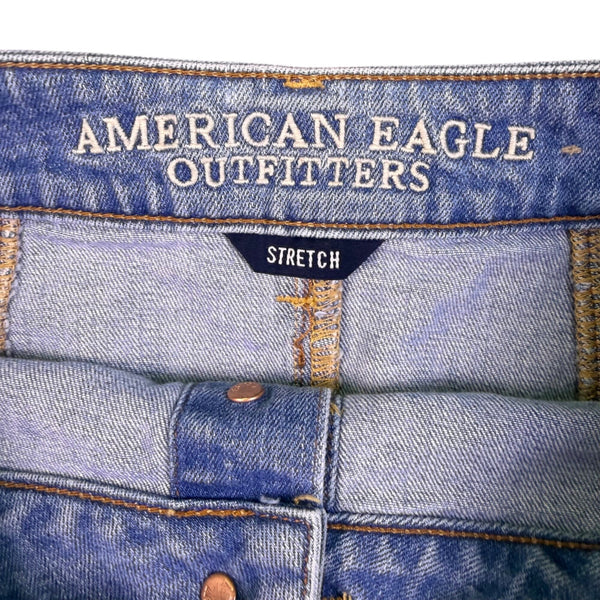 American Eagle Womens Light Blue Denim Button-Front Mini Skirt Stretch Cotton Si