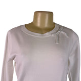 La Vila Milano Womens Eggshell Knit Sweater Bow Detail Long Sleeves Sz XS