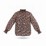 Loft Womens Black & Pink Paisley Print Long Sleeve Smocked Top Size XL