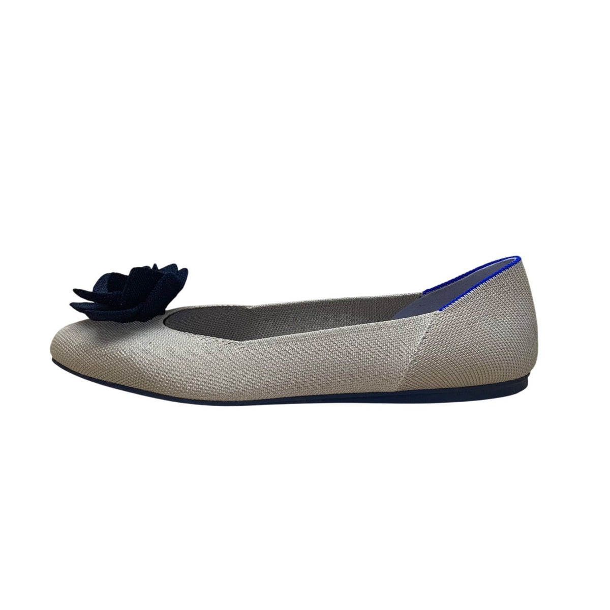 Rothys Women’s Beige & Black Knit Flower Ballet Flats Size 11.5