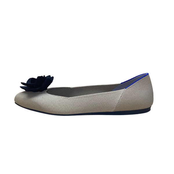 Rothys Women’s Beige & Black Knit Flower Ballet Flats Size 11.5