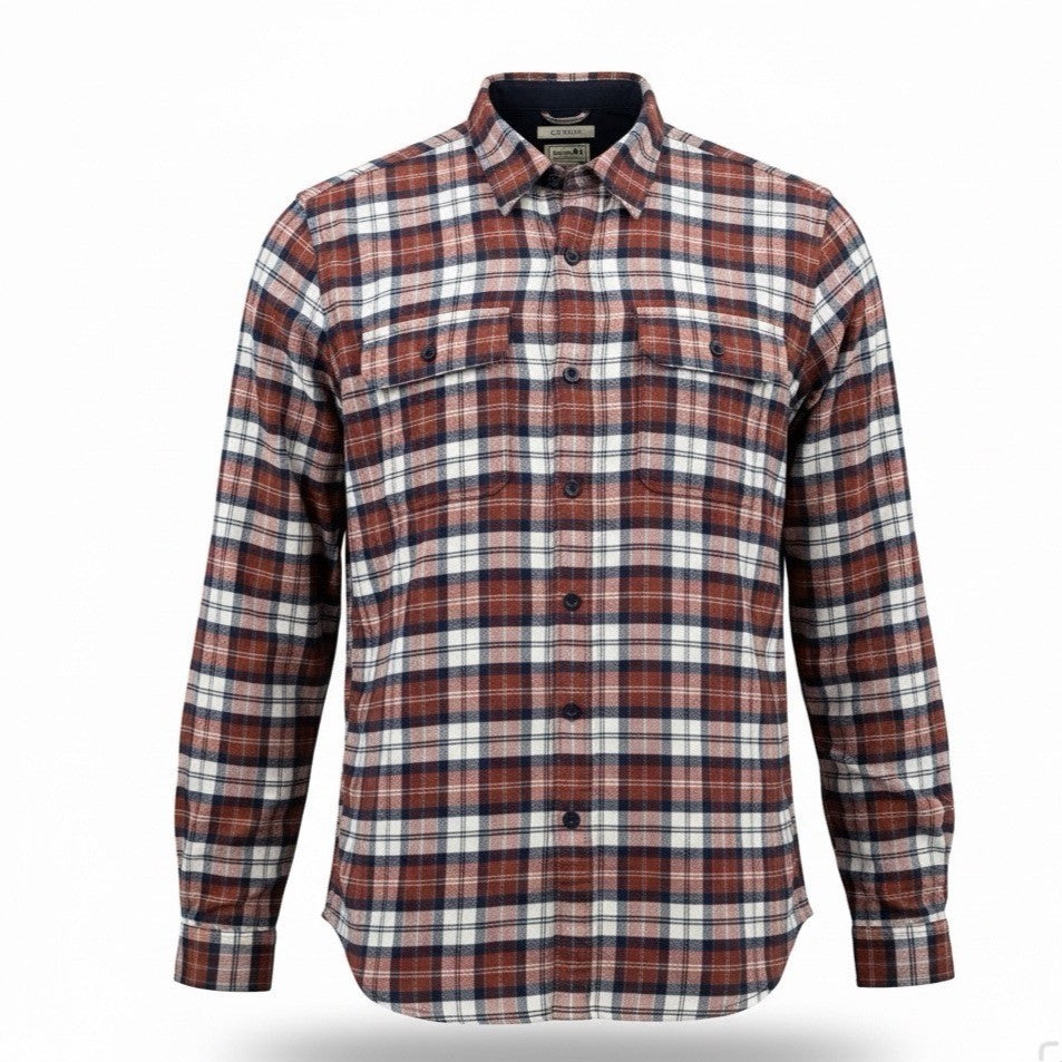 L.L. Bean Mens Russet Plaid Flannel Shirt Reg Traditional Fit Sz XXL