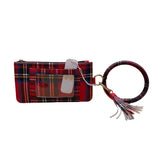 Plaid Women’s Red Faux Leather Clutch Pouch With Coin Purse & Tassel Keyring