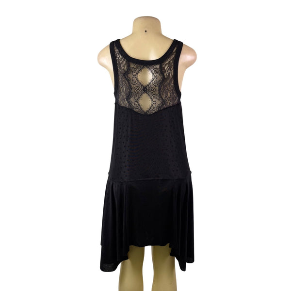 Free People Womens Black Sleeveless Drop Waist Dress Flared Hem Sz S