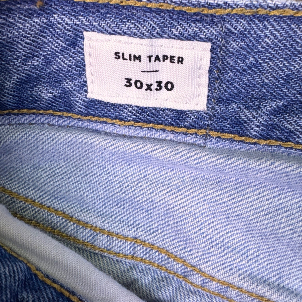 Pacsun Mens Blue Denim Patchwork Slim Taper Jeans Cotton Casual Size 30x30