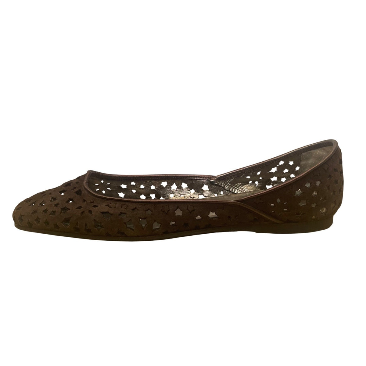 Jimmy Choo Women’s Brown Suede Laser-Cut Flats Slip-On Flat Shoes Size 41.5