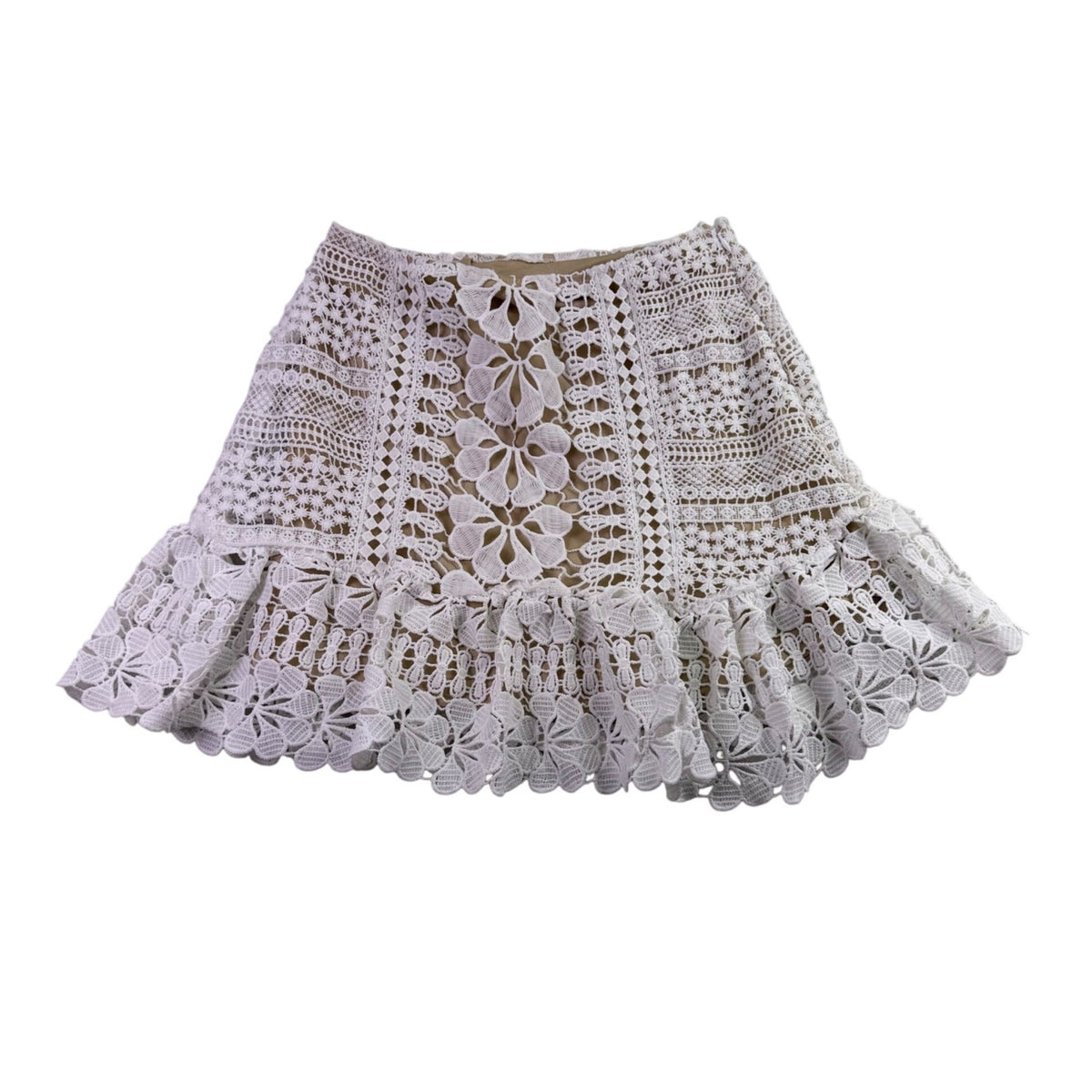 Selfie Leslie Womens White Crochet Lace 2-Piece Outfit Top XS  & Skirt S 