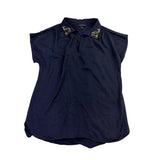 Banana Republic Womens Navy Embellished Collar Modal Sleeveless Blouse Size M