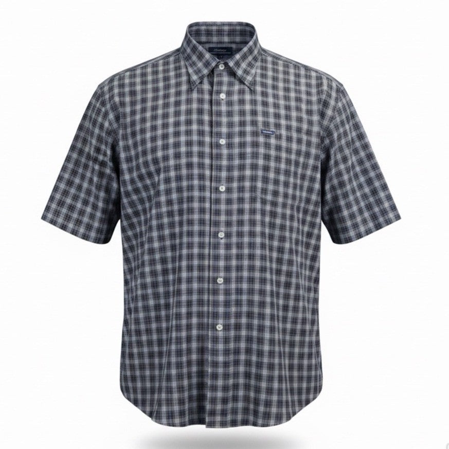 Faconnable Mens Blue Yellow Cotton Plaid Short Sleeve Button-Down Shirt Size XXL