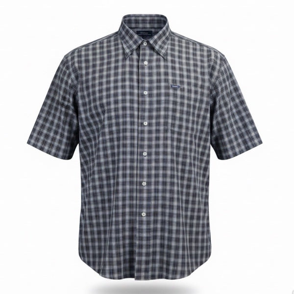 Faconnable Mens Blue Yellow Cotton Plaid Short Sleeve Button-Down Shirt Size XXL