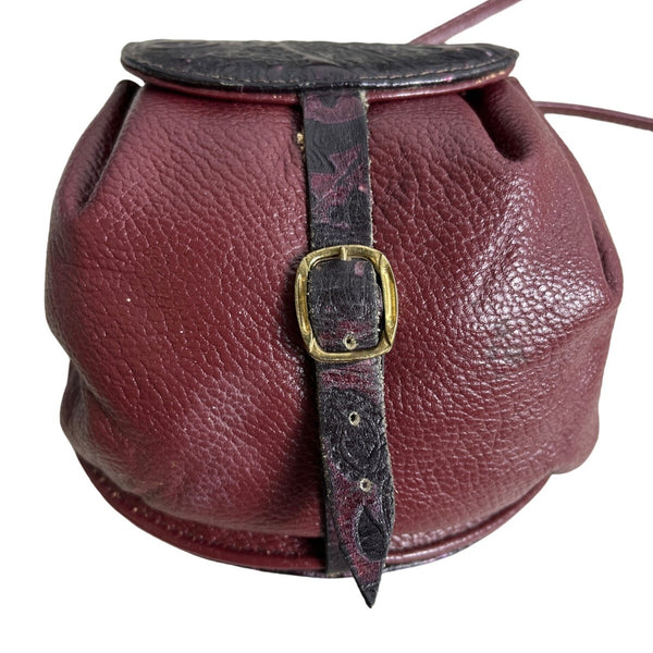 Vintage Abc Bag’s Women's Red Burgundy Leather Strapped Crossbody Purse Sz S