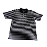 Walter Hagen Mens Black/White Striped Polo Shirt Lightweight Performance Size L
