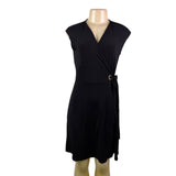 Ivanka Trump Womens Black Wrap Dress Tie Waist Sleeveless Sz XS