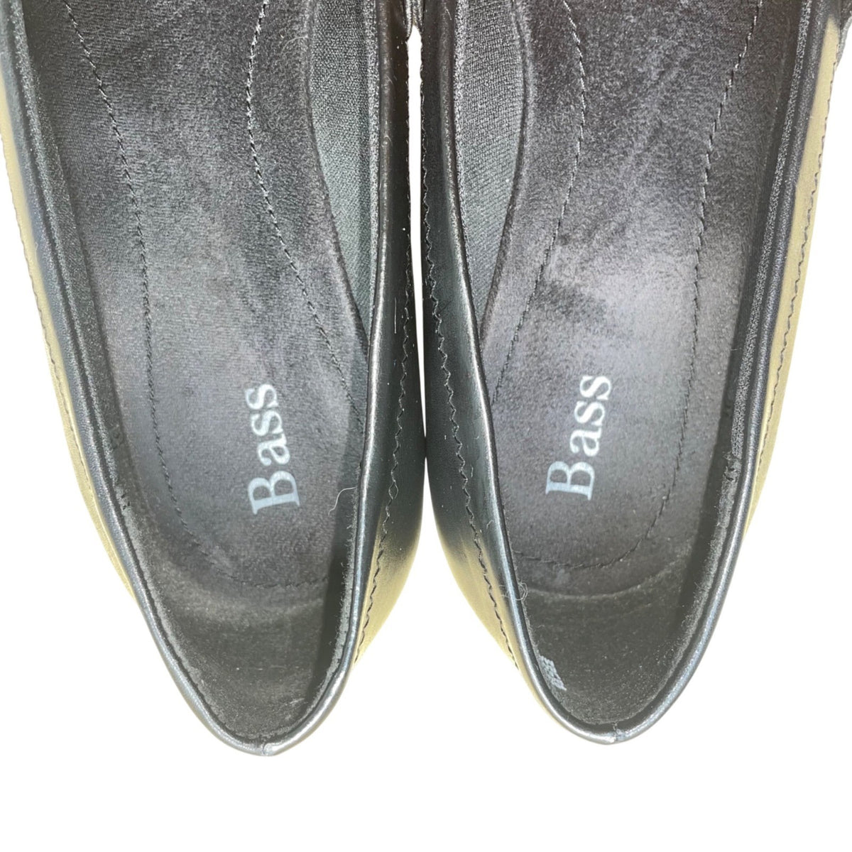 Bass Women’s Black Leather & Elastic Strap Slip-On Mary Jane Wedge Shoes Size 7M