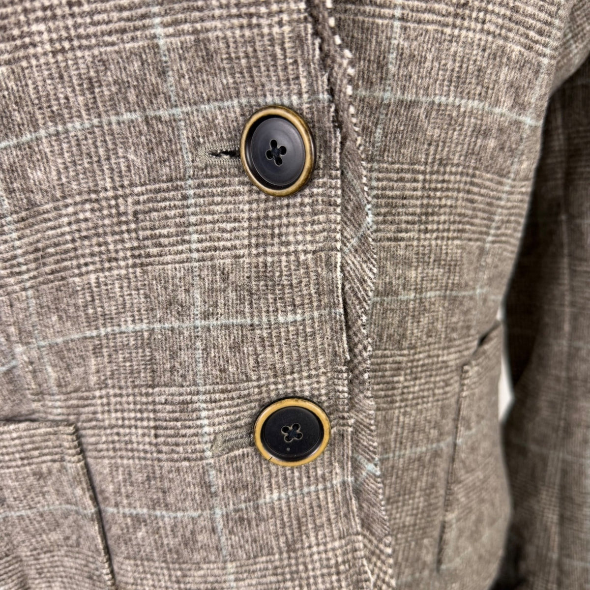 Banana Republic Womens Brown Wool Blend Plaid Pattern Blazer Button Front Sz 6