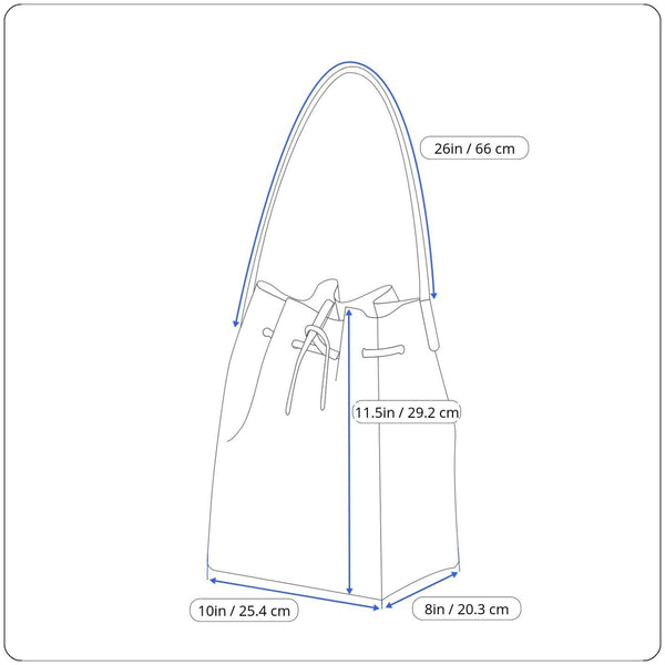 JMG Women’s Brown & White Leather Adjustable Strap Drawstring Closure Bucket Bag