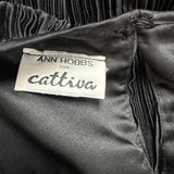 Ann Hobbs For Cattiva Womens Black Pleated Dress W/ Puff Sleeves Checked Sz M