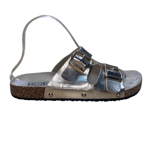 Mudd Women’s Gold Metallic Cork Sole Adjustable Buckle Straps Sandals Size M