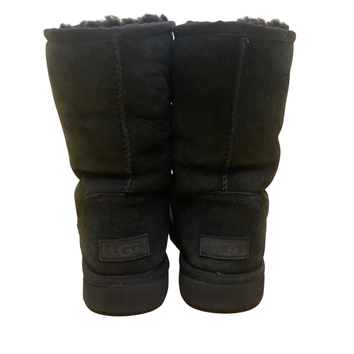 Ugg Women’s Black Suede Sheepskin-Lined Mid-Calf Winter Wear Boots Size 9
