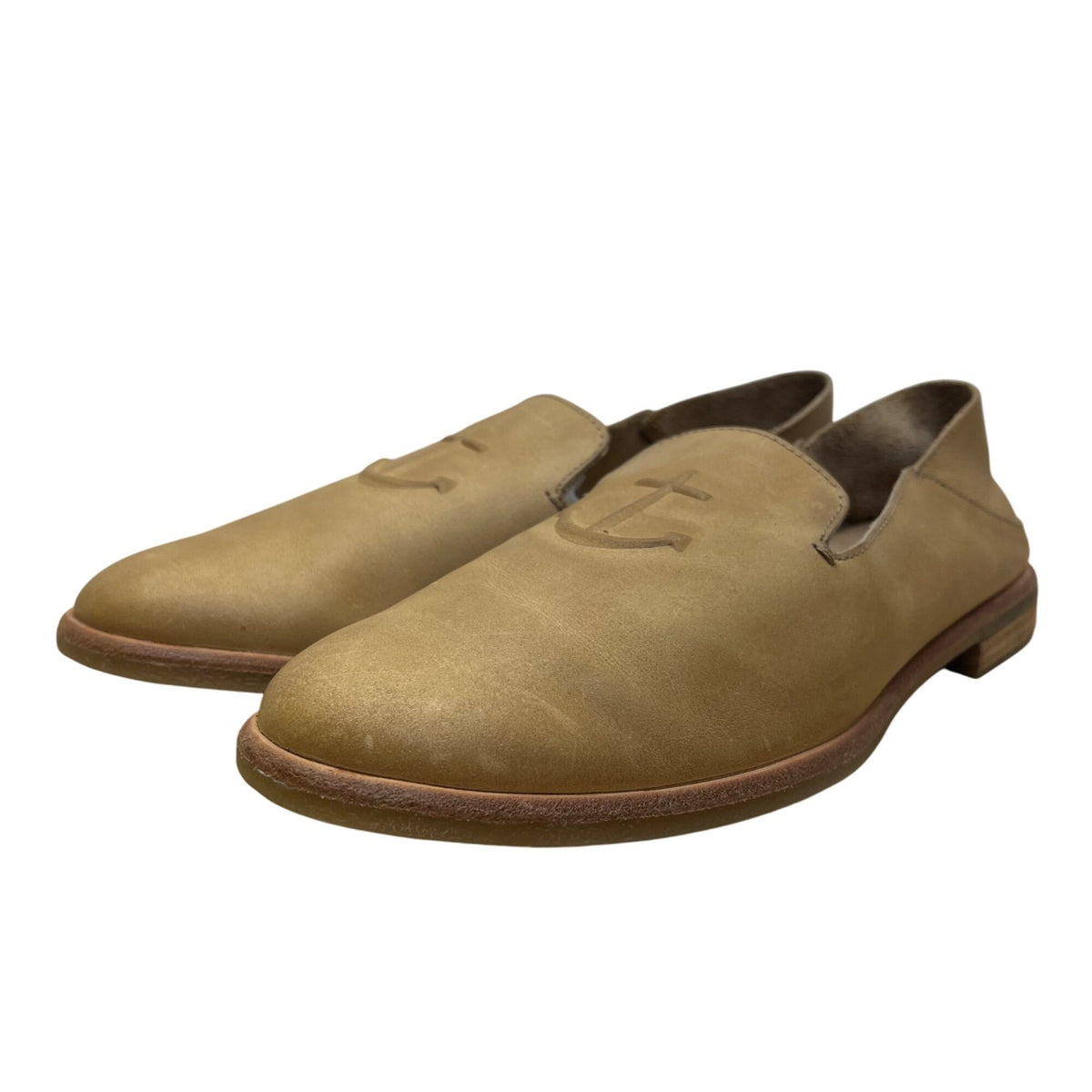 Sperry Women’s Tan Leather Embossed Anchor Design Casual Slip-On Loafers Size 10